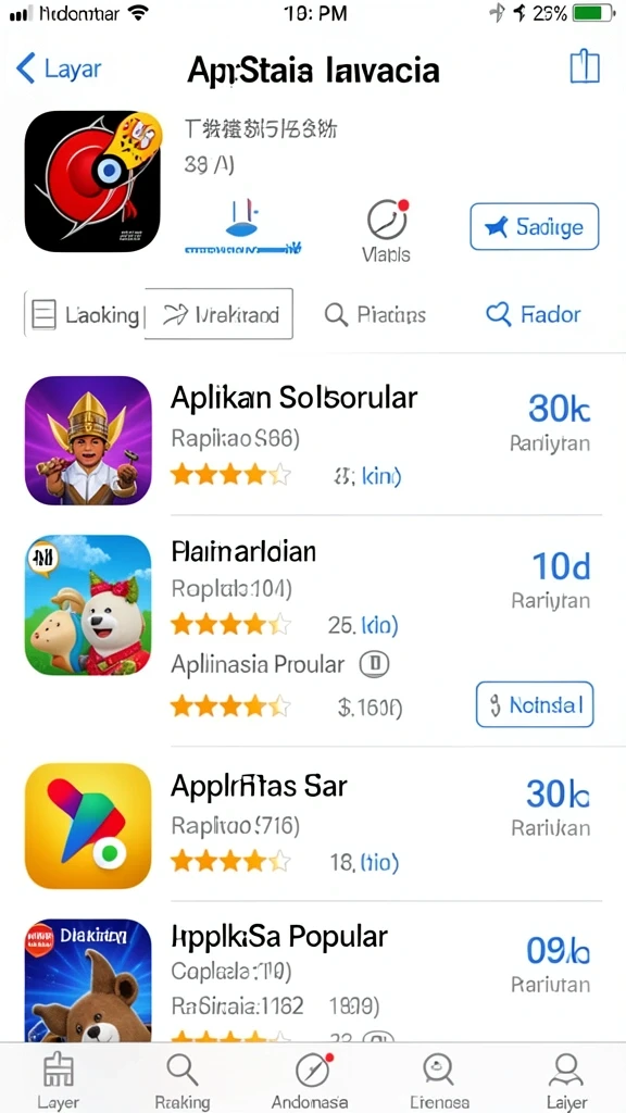 Tampilan awal aplikasi dengan berbagai pilihan slot menarik.
